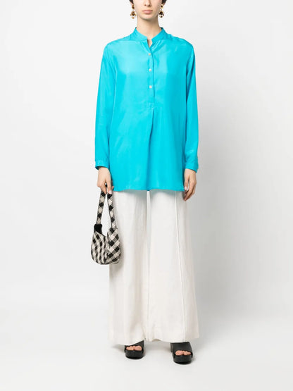 Buttoned Long-Sleeve Silk Shirt