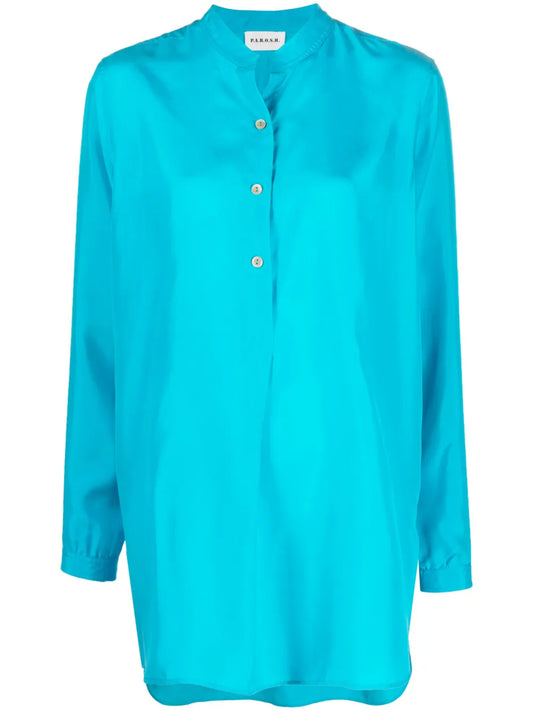 Buttoned Long-Sleeve Silk Shirt