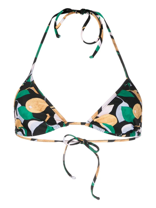 Orchard-Print Triangle Bikini Top
