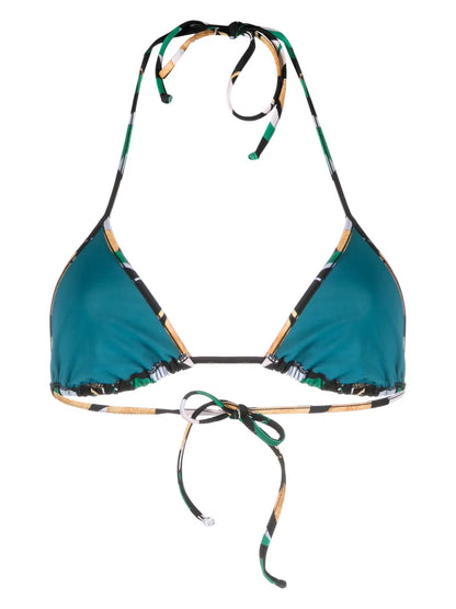 Orchard-Print Triangle Bikini Top