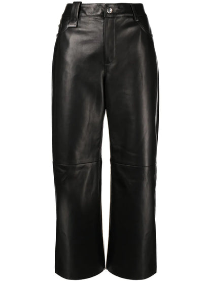 High-Waist Wide-Leg Leather Trousers