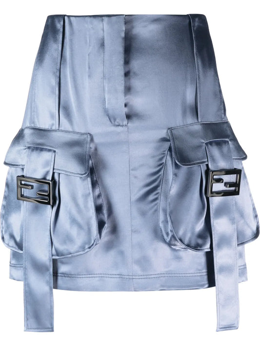 Cargo Pockets Satin Mini Skirt