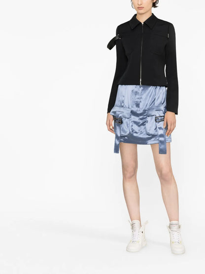 Cargo Pockets Satin Mini Skirt
