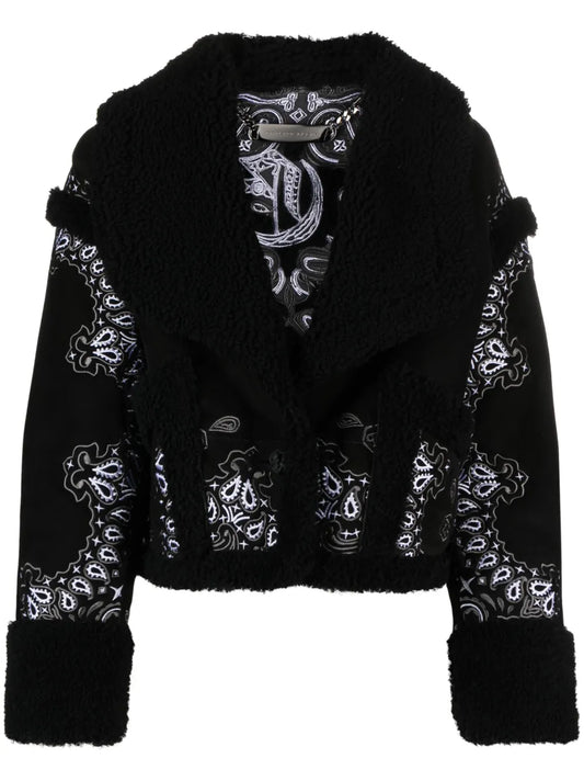 Paisley Bandana Shearling Jacket