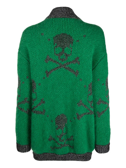 Skull-Print Mohair-Blend Cardigan