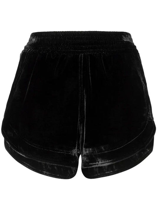 Velvet Elasticated-Waist Shorts