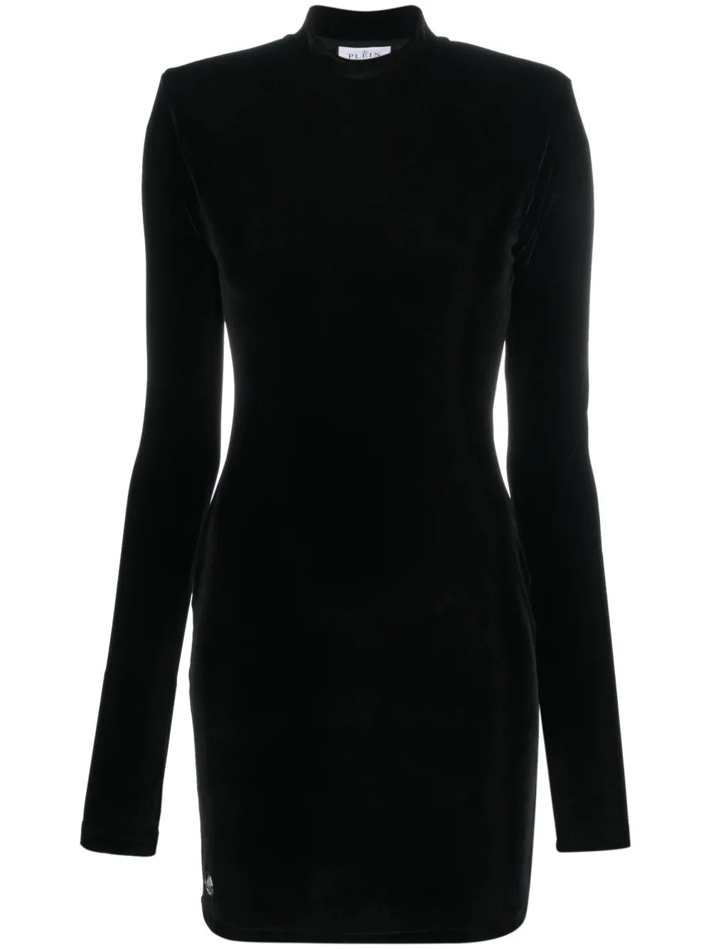 Logo-Plaque Velvet Minidress