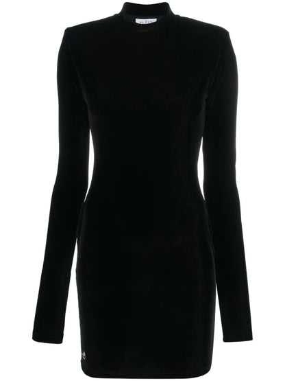 Logo-Plaque Velvet Minidress