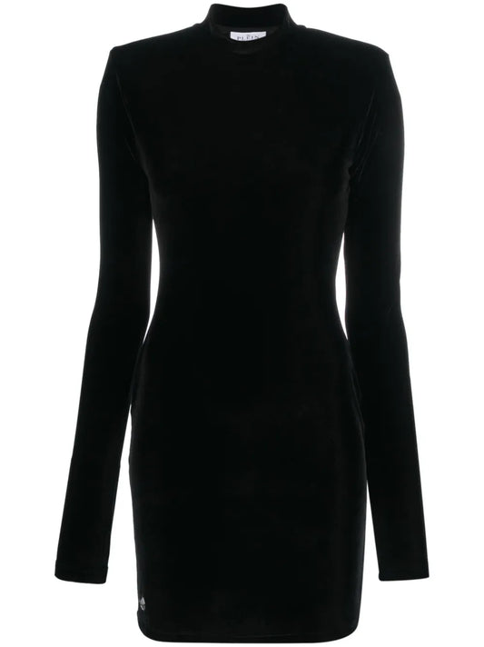 Logo-Plaque Velvet Minidress