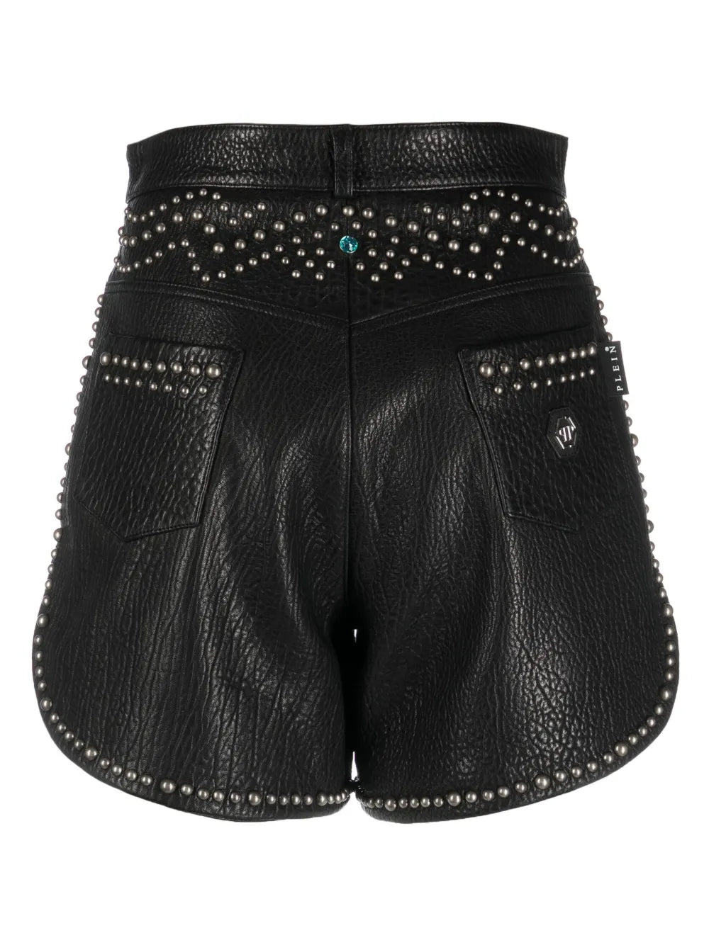 Stud-Embellished Leather Hot Pants