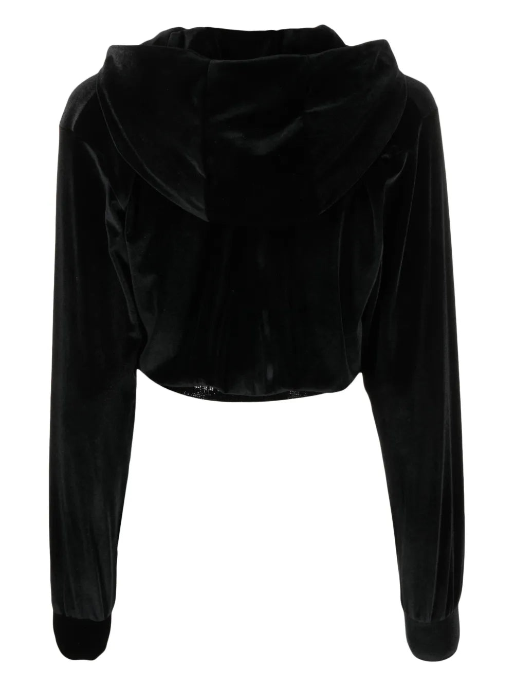 Logo-Embellishment Velour Hoodie