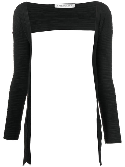 Tie-Fastening Knitted Bolero