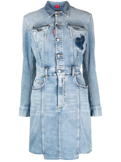 Button-Up Denim Shirt Dress