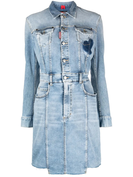 Button-Up Denim Shirt Dress