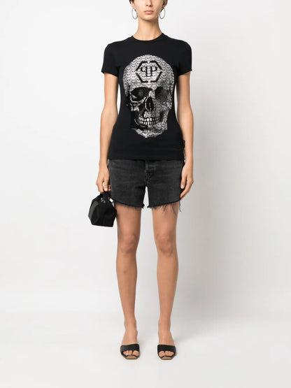 3D Skull Round-Neck T-Shirt