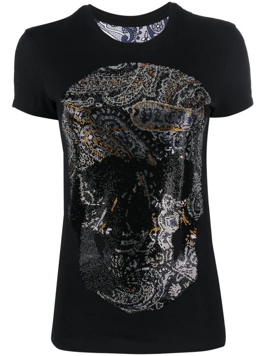 Paisley Skull Round-Neck T-Shirt