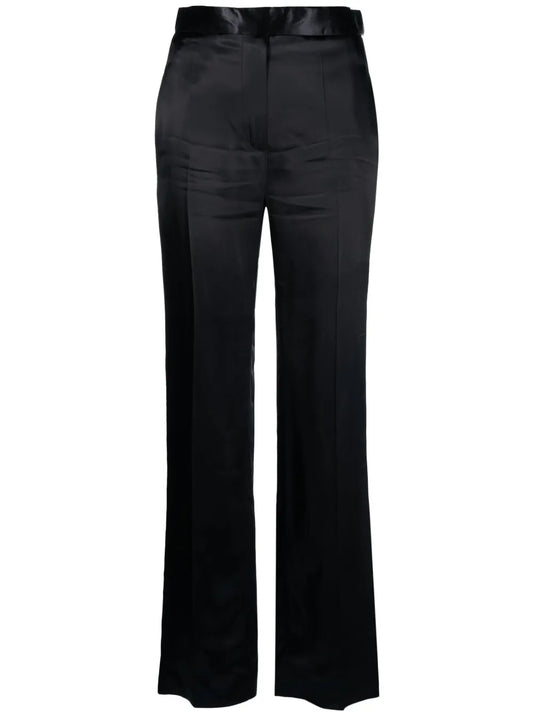 Straight-Leg Satin Trousers