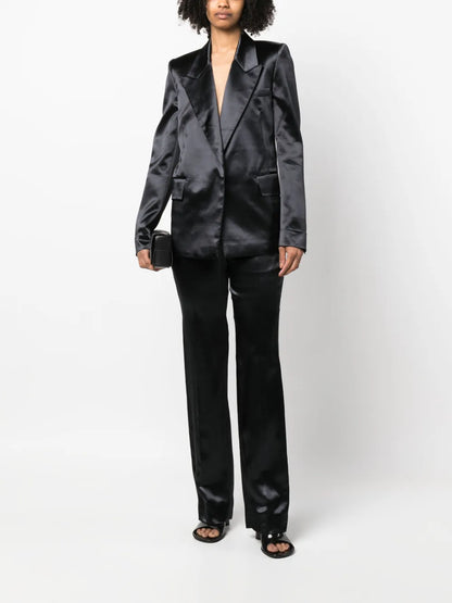 Straight-Leg Satin Trousers