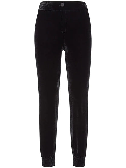 Elasticated-Waist Velvet Trousers