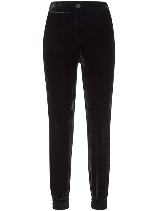 Elasticated-Waist Velvet Trousers