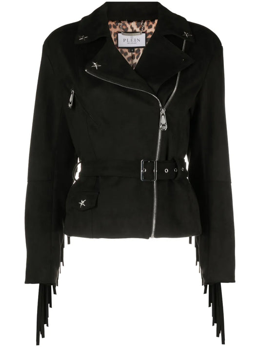 Star Studded Fringed Biker Jacket