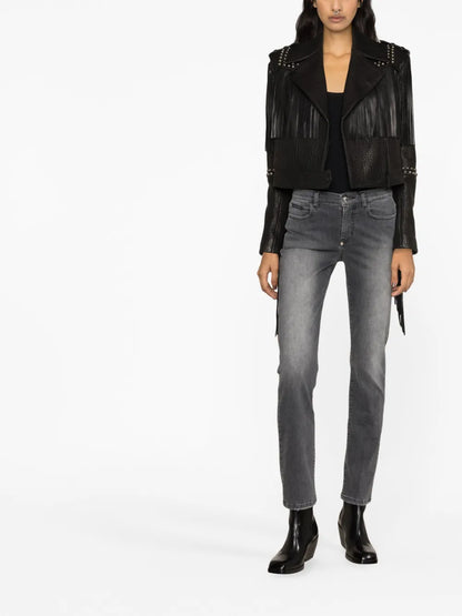 Fringed Cropped Leather Jacket