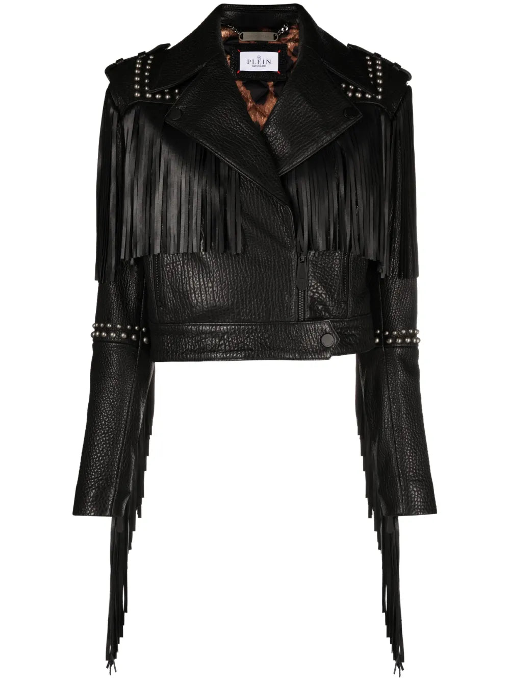 Fringed Cropped Leather Jacket
