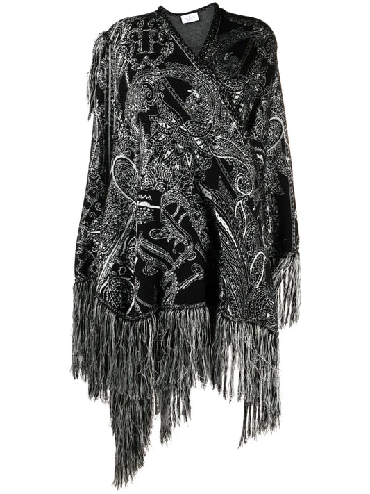 Paisley-Jacquard Wool Cape