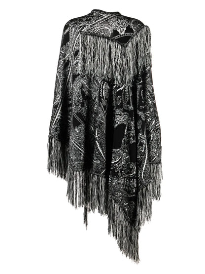 Paisley-Jacquard Wool Cape