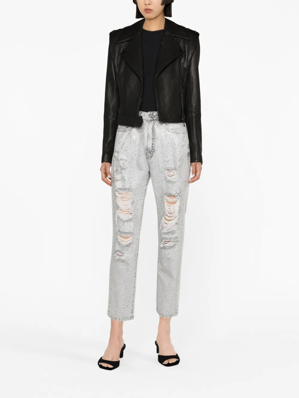 Crystal-Embellished Boyfriend Jeans