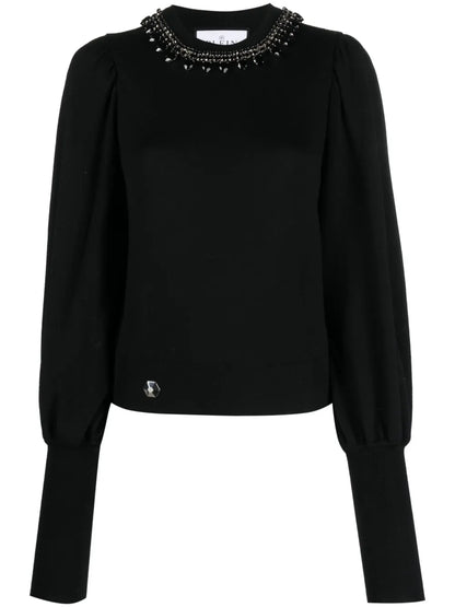 Crystal-Embellished Wool Knitted Jumper