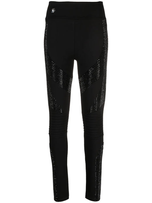 Rhinestone-Embellished High-Waisted Leggings