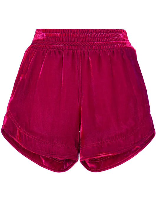 Velvet Elasticated-Waist Shorts