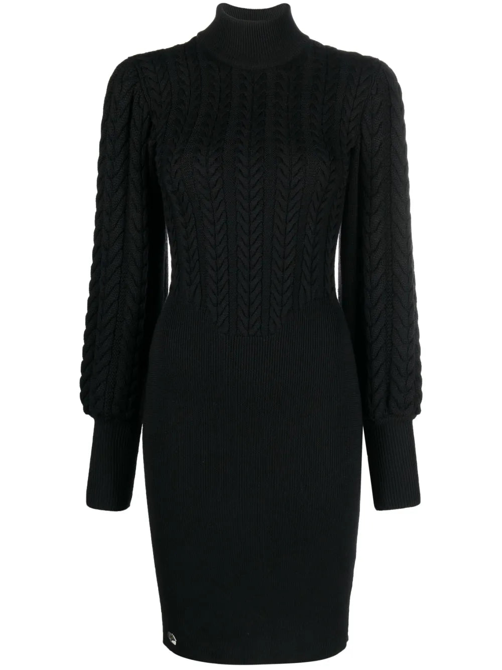 Cable-Knit High-Neck Dress