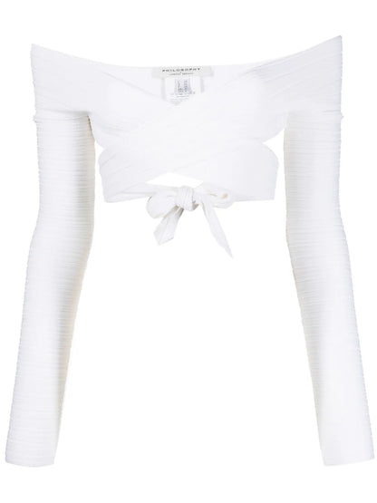 Crossover Off-Shoulder Knit Top