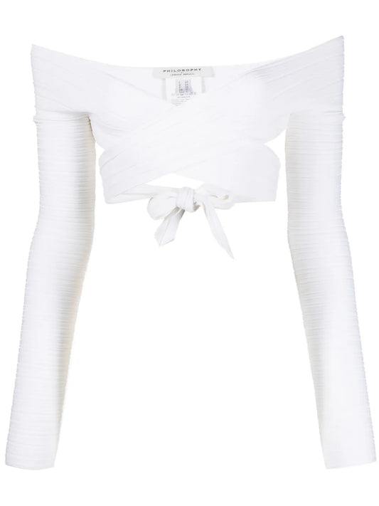 Crossover Off-Shoulder Knit Top