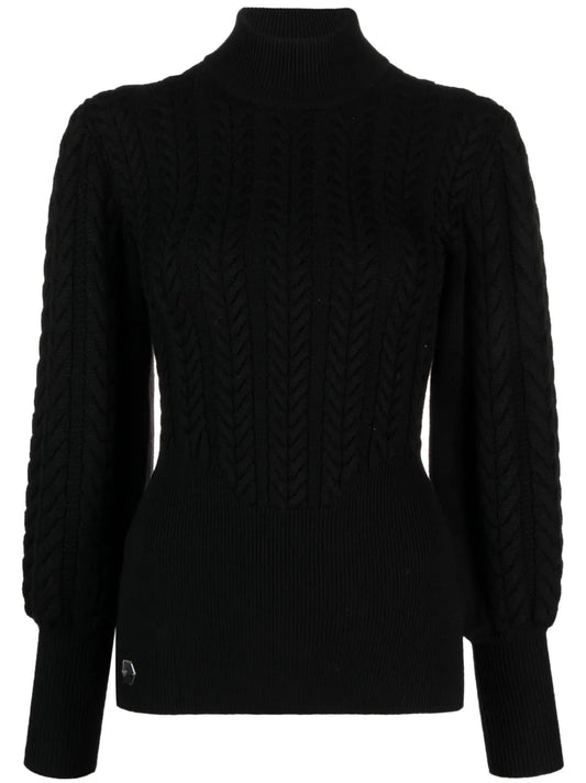 Cable-Knit High-Neck Jumper