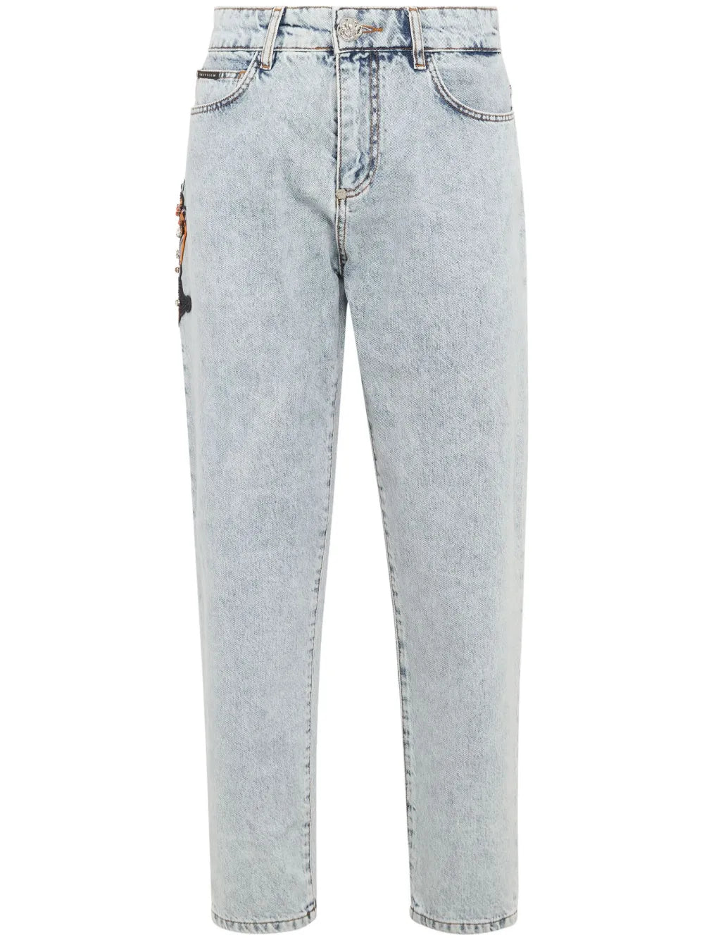 Appliqué-Detail Tapered Jeans