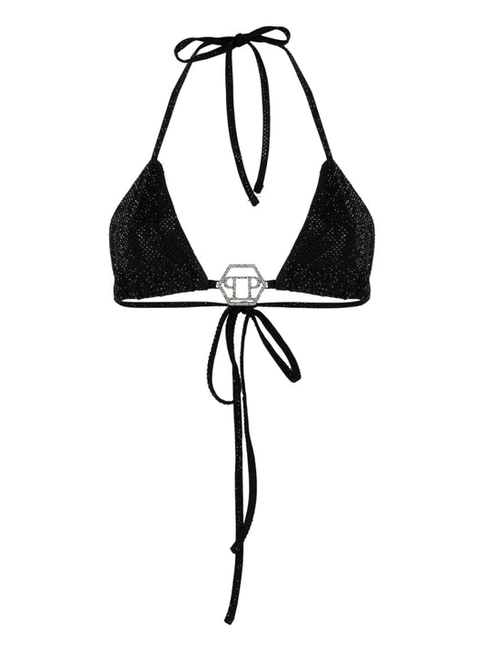 Embellished-Logo Bikini Top