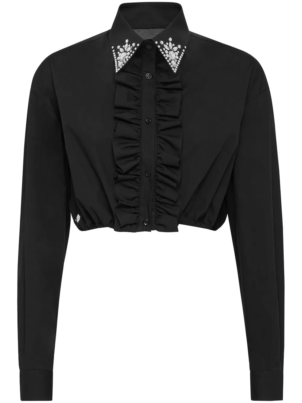 Ruffled Cotton Cropped Shirt