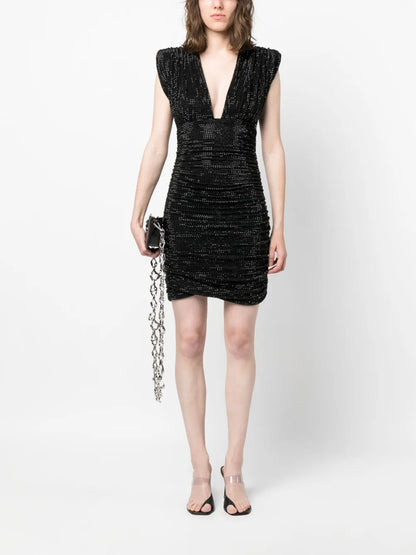 Crystal-Embellished Mini Dress