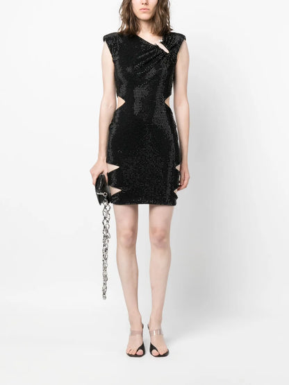 Crystal-Embellished Mini Dress