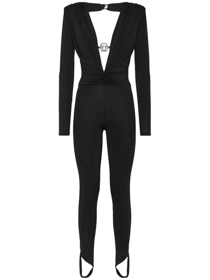 Shoulder Padded Bodycon-Design Jumpsuit