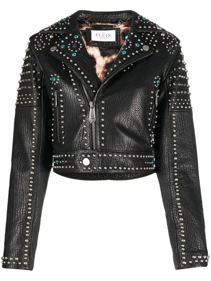 Studded Leather Biker Jacket