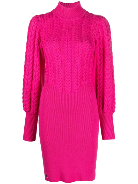 Cable-Knit High-Neck Dress