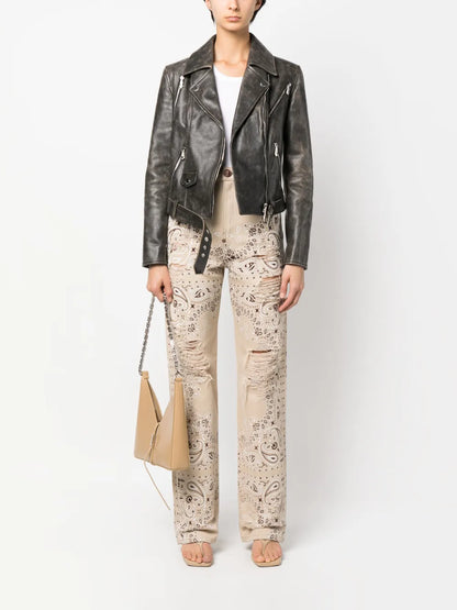 Paisley-Print Cotton Jeans