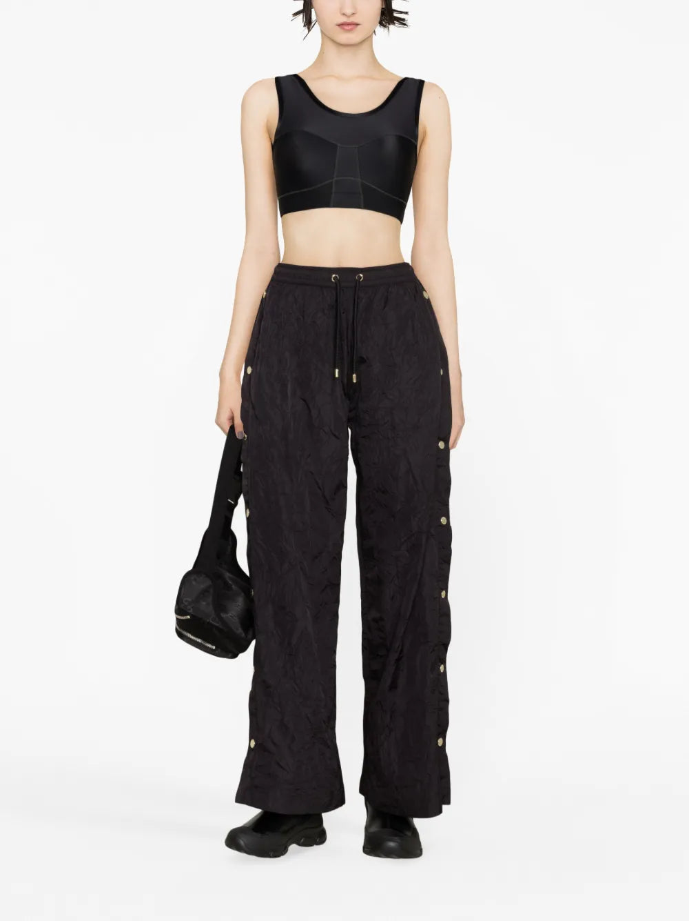 Volley Crinkled-Finish Wide-Leg Trousers