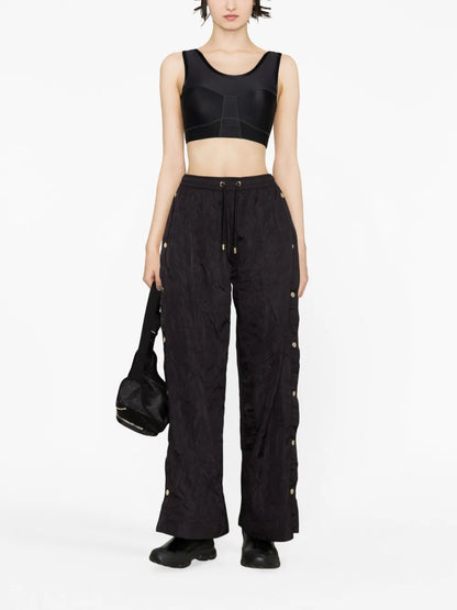 Volley Crinkled-Finish Wide-Leg Trousers