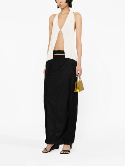 Fera Pleated Wool Maxi Skirt