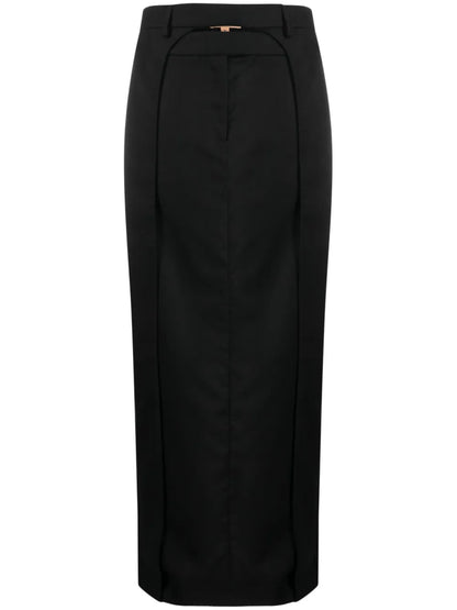 Fera Pleated Wool Maxi Skirt